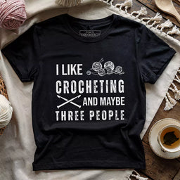 crochet and three people t shirt black