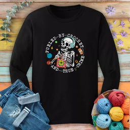 crochet and true crime long sleeve black