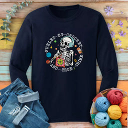 crochet and true crime long sleeve navy