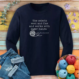 crochet in bible long sleeve navy