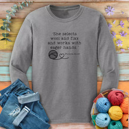 crochet in bible long sleeve sport grey