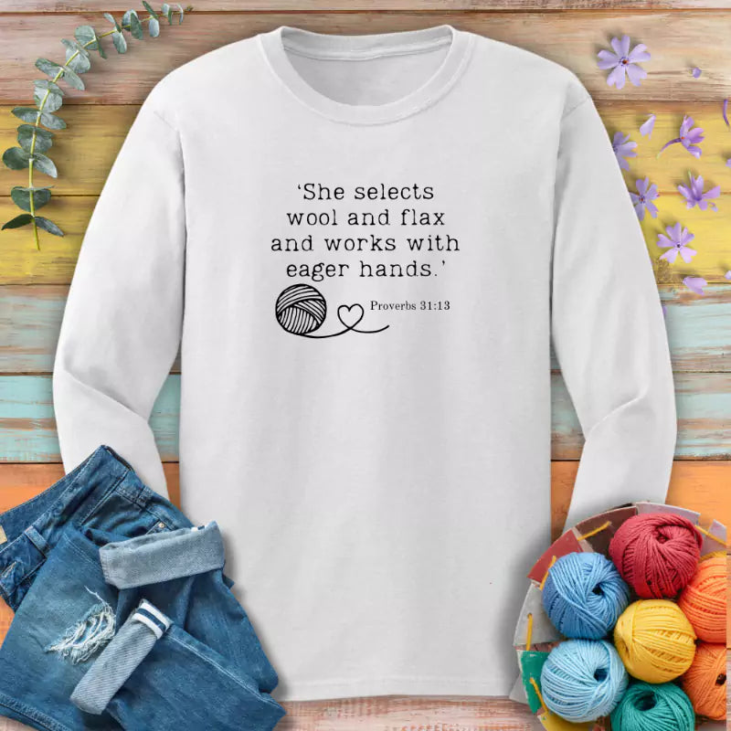 crochet in bible long sleeve white