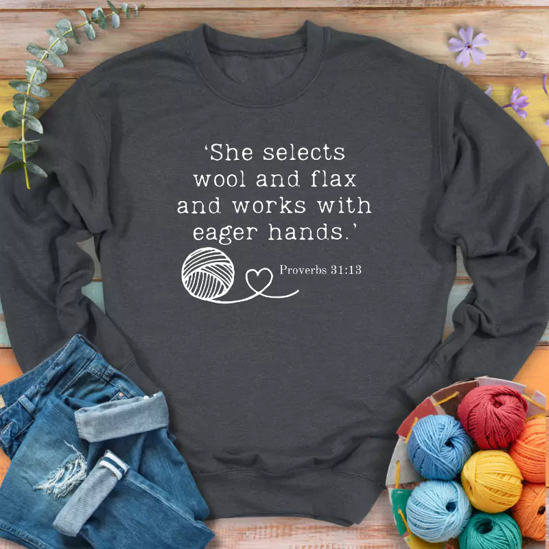 crochet in bible sweatshirt dark heather