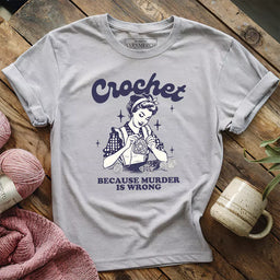 crochet not murder t shirt athletic heather