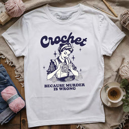 crochet not murder t shirt white