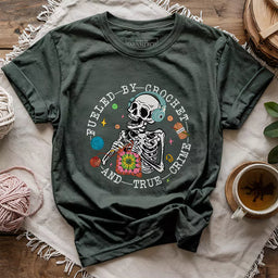 crochet true crime t shirt forest