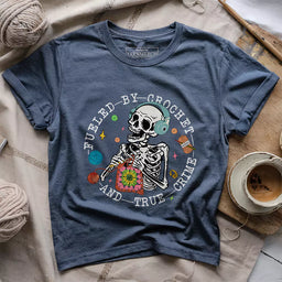 crochet true crime t shirt heather navy