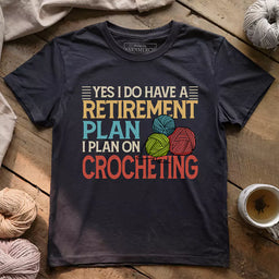 crocheting retirement plan t shirt dark grey heather