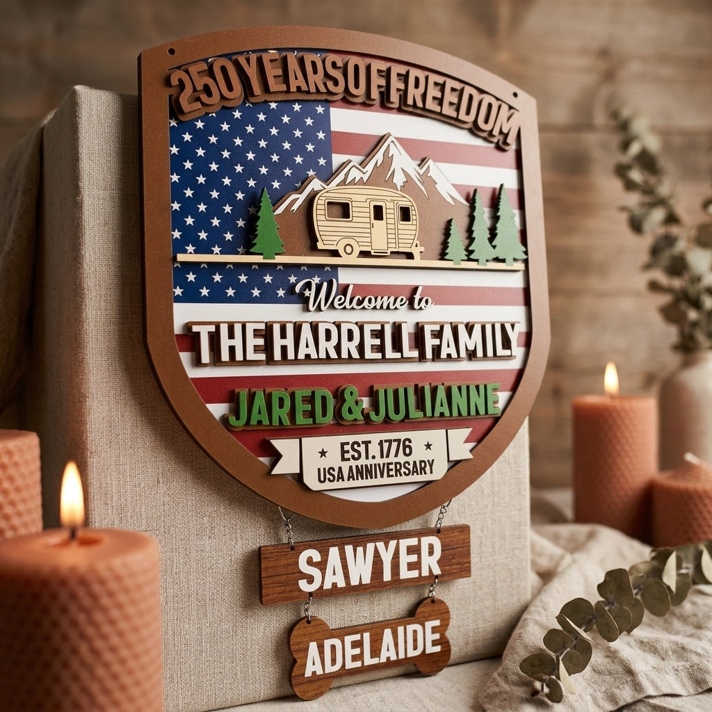 custom patriotic family name sign