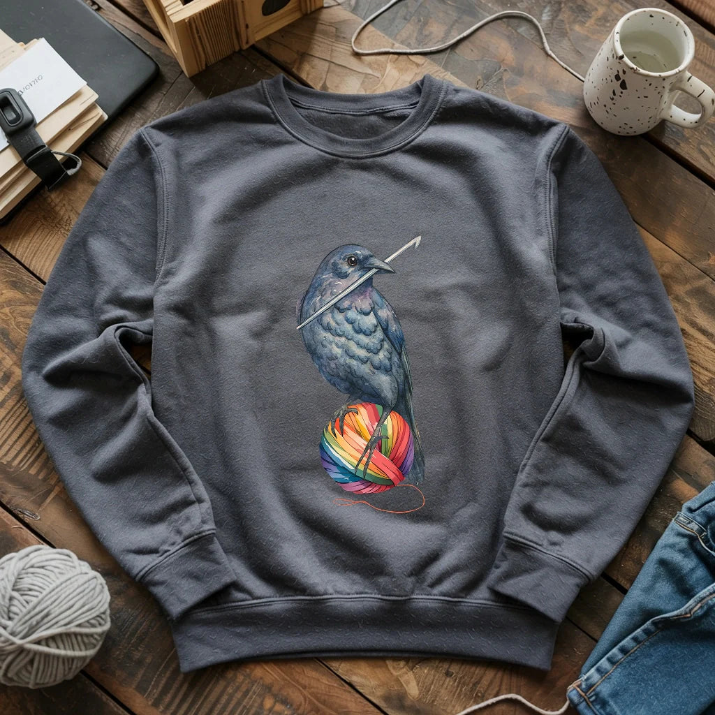 darkheather CrochetCrowSweatshirt