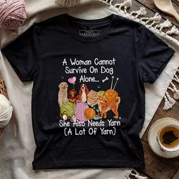 dog yarn lover t shirt black