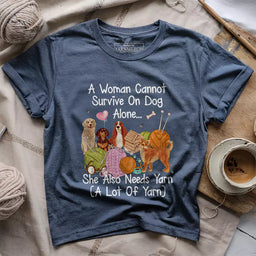 dog yarn lover t shirt heather navy