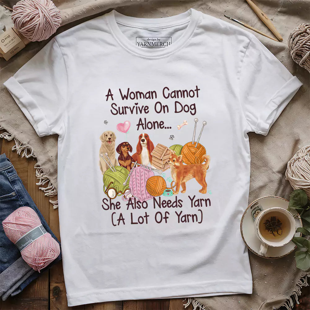 dog yarn lover t shirt white