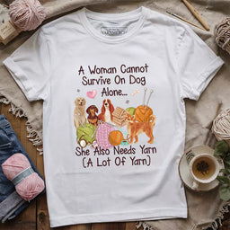 dog yarn lover t shirt white