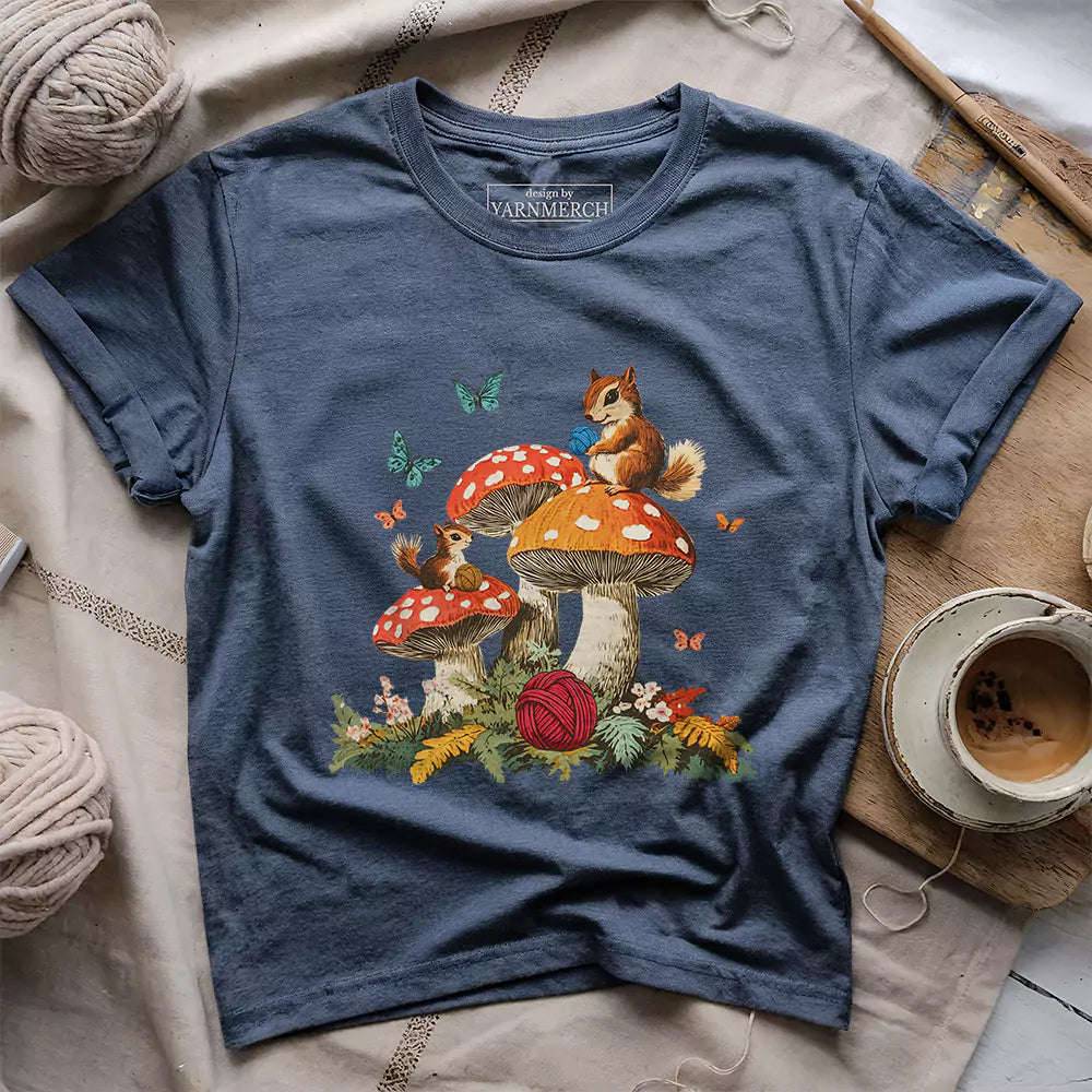 enchanted yarn forest t shirt heather navy