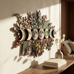 floral moon phase wooden wall art size guide