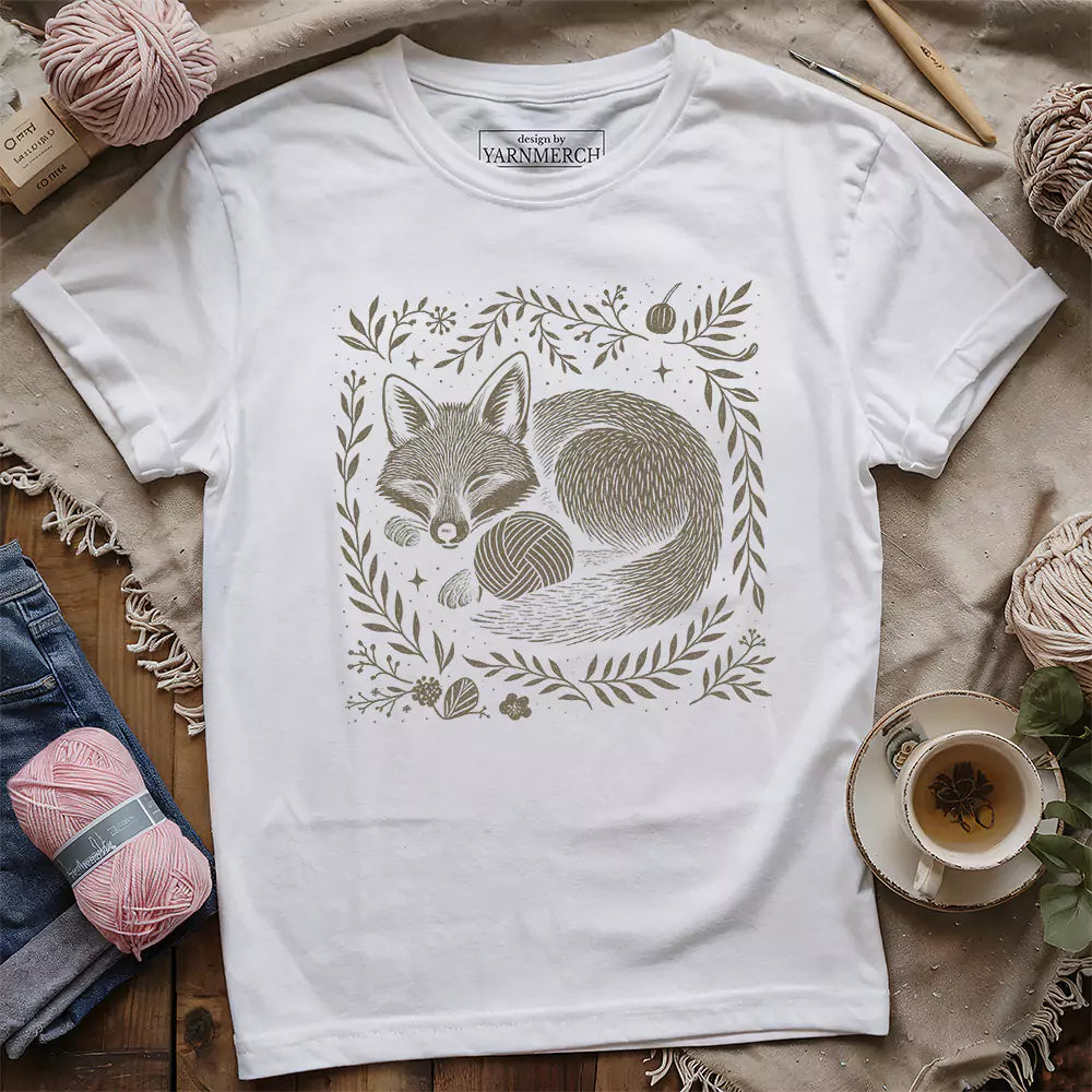 fox yarn t shirt white