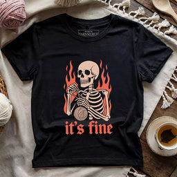 frogging in flame t shirt black