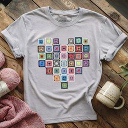 granny squares heart t shirt athletic heather