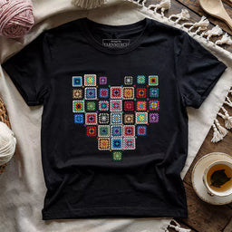 granny squares heart t shirt black