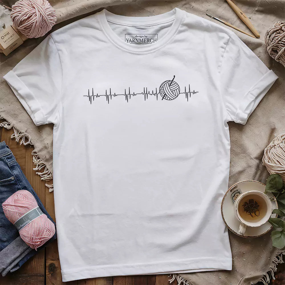 heartbeat t shirt white
