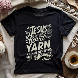 jesus and yarn t shirt black