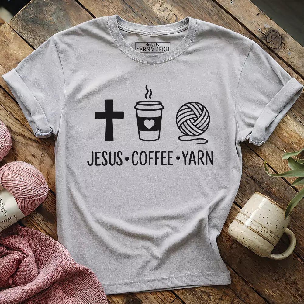 jesus coffee and yarn t shirt athletic heather
