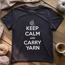 keep calm carry yarn t shirt dark grey heather