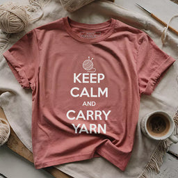 keep calm carry yarn t shirt heather mauve
