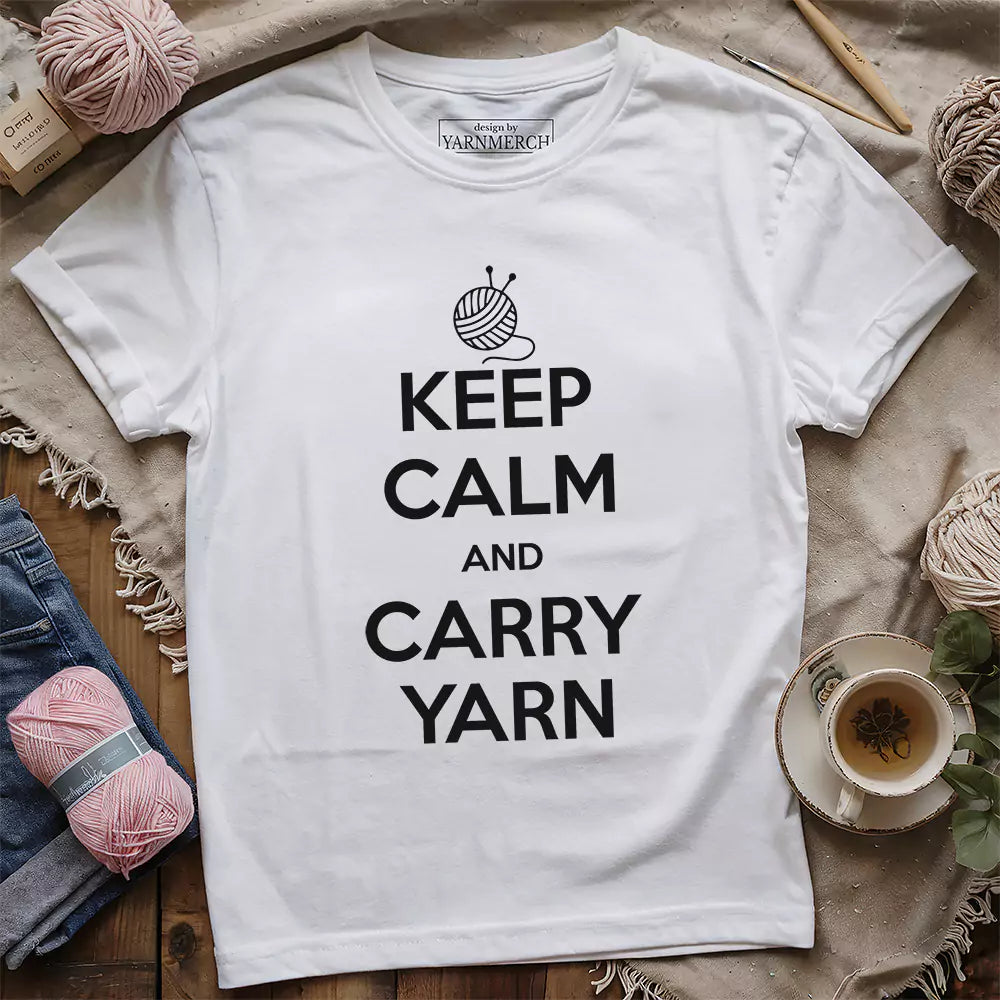 keep calm carry yarn t shirt white