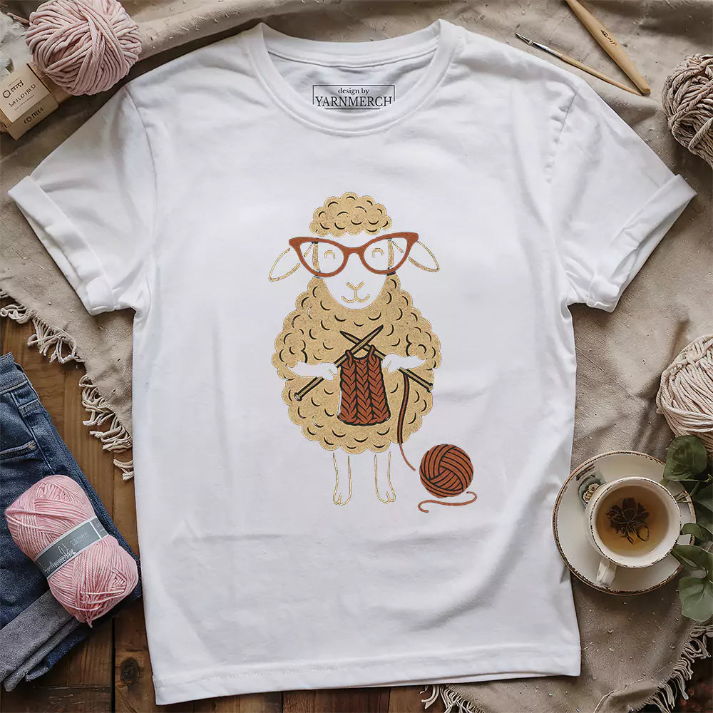 knit happens t shirt white