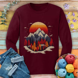 knit mountain loong sleeve maroon