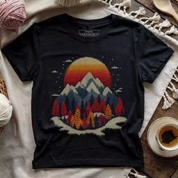 knit mountain t shirt black