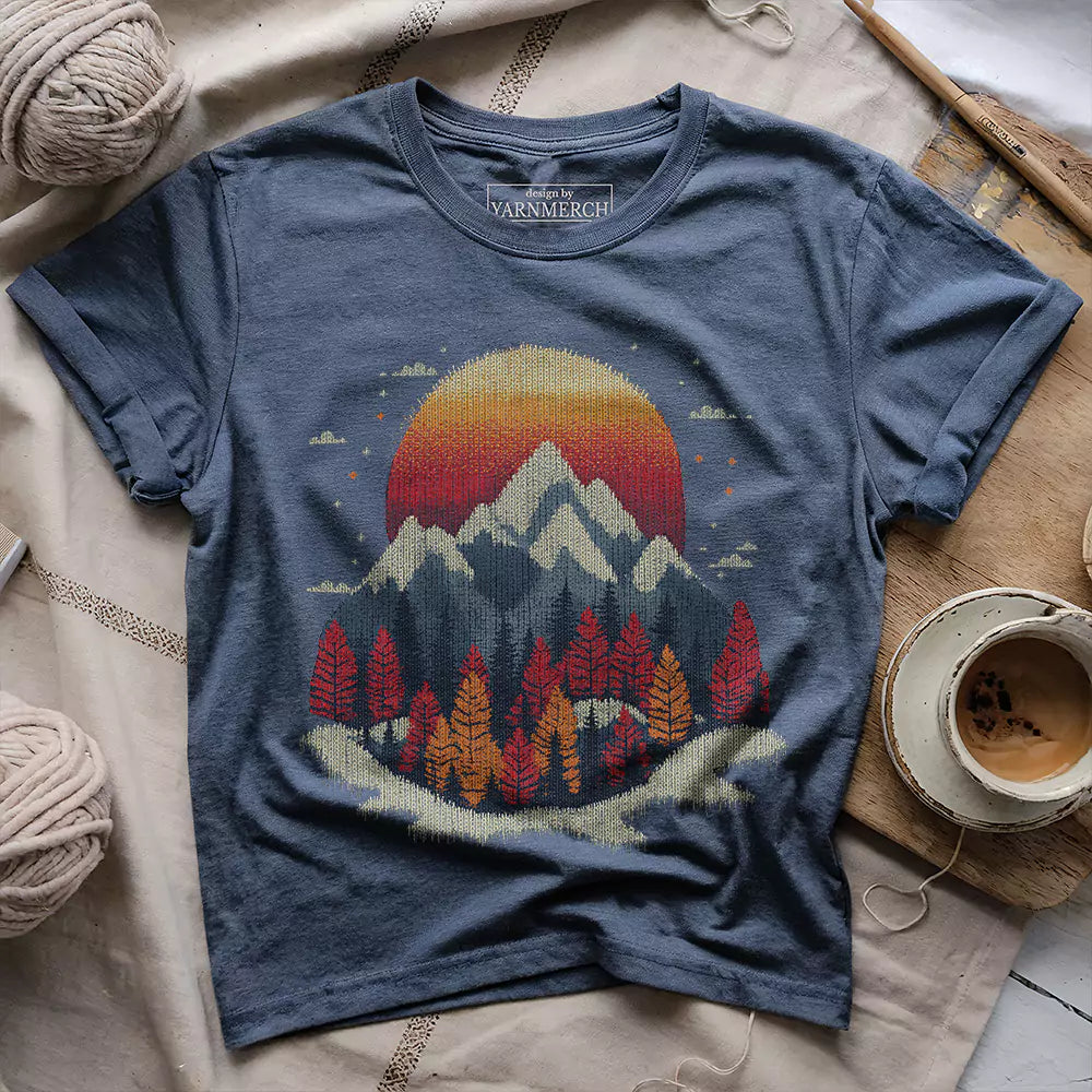 knit mountain t shirt heather navy