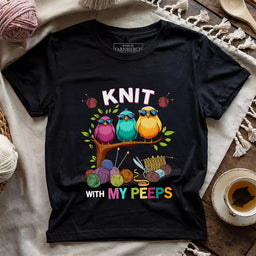 knit w my peeps t shirt black