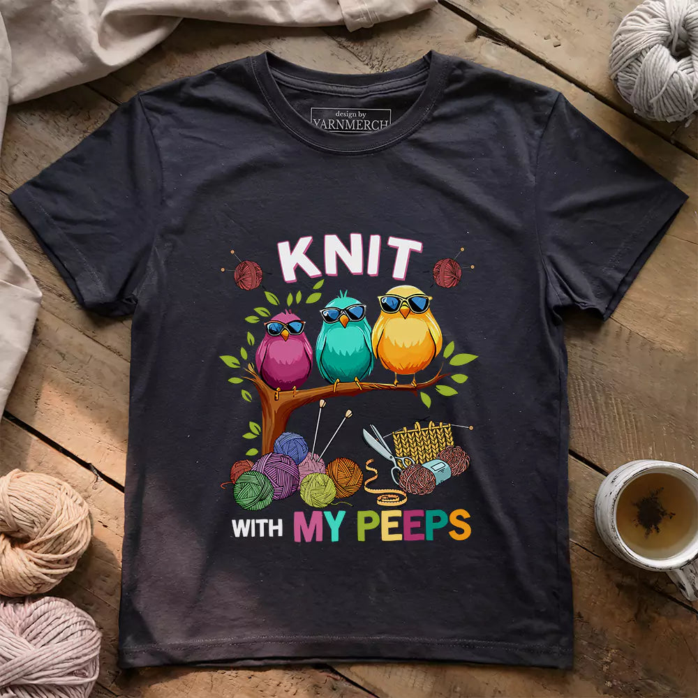 knit w my peeps t shirt dark grey heather