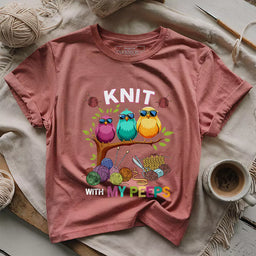 knit w my peeps t shirt heather mauve