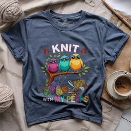 knit w my peeps t shirt heather navy