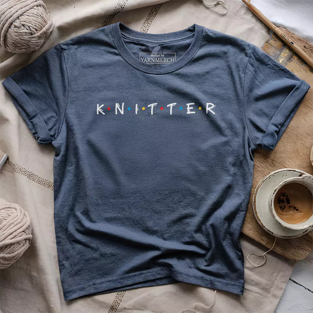 knitter friends t shirt heather navy