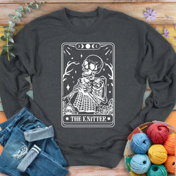 knitter tarot card sweatshirt dark heather