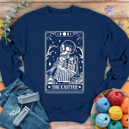 knitter tarot card sweatshirt navy