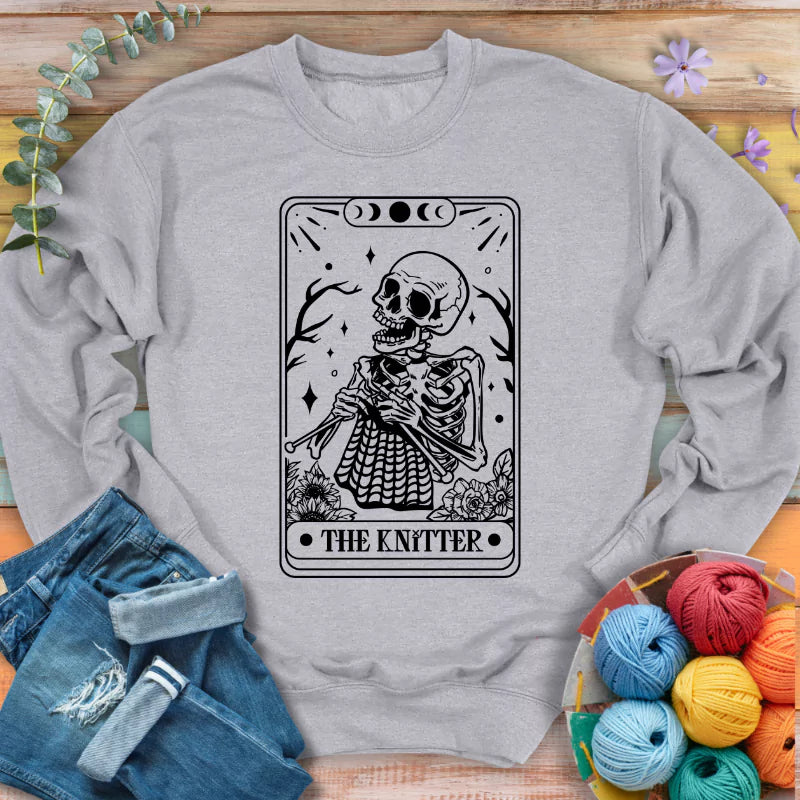 knitter tarot card sweatshirt sports grey
