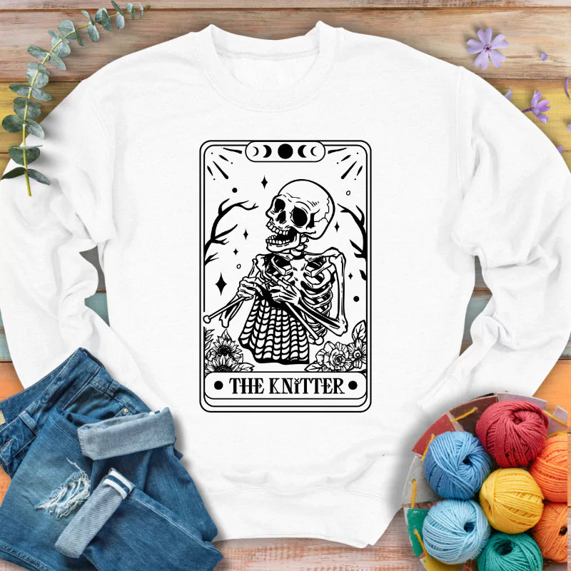 knitter tarot card sweatshirt white