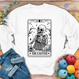 knitter tarot card sweatshirt white
