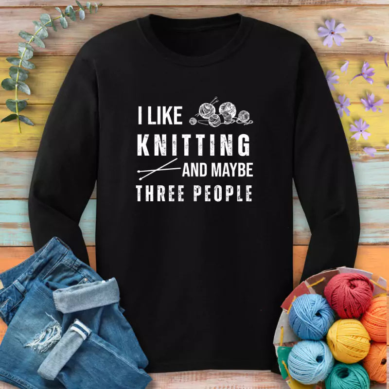 knitting 3 people long sleeve black