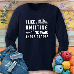 knitting 3 people long sleeve navy