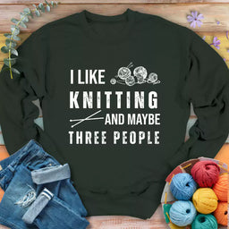 knitting 3 people sweatshirt forest