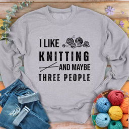knitting 3 people sweatshirt sports grey