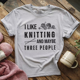 knitting 3 people t shirt athletic heather