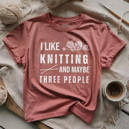 knitting 3 people t shirt heather mauve